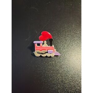Heart Train Brooch - Red and Purple